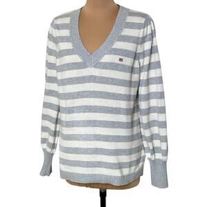 Vintage Ralph Lauren Polo Jeans Company Sweater Womens XL Pullover Gray Stripes